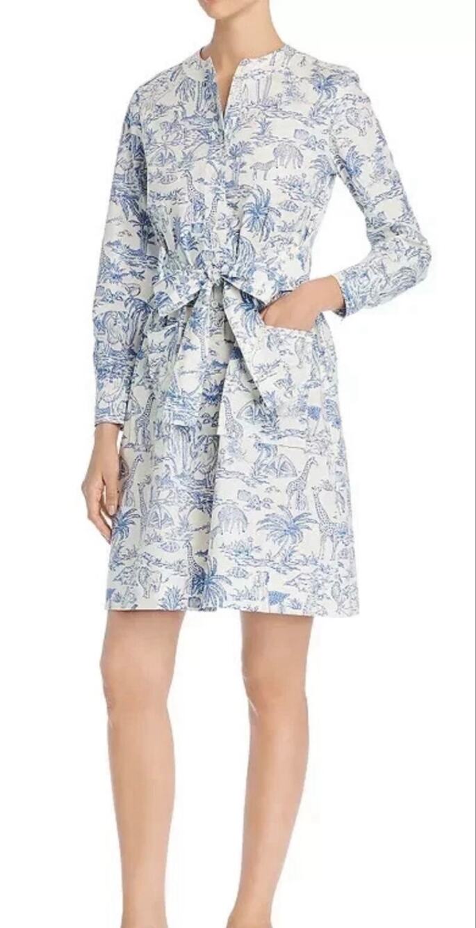 Tory Burch Far & Away Safari Mini Joy De Toile Safari Shirtdress Pockets Size 2